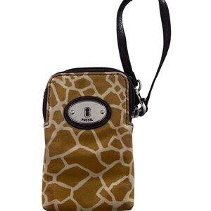 Fossil Tan and Black Key-per Woman Giraffe Print